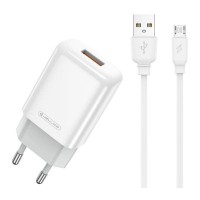  Lādētājs Jellico EU01 2.4A USB + MicroUSB white 